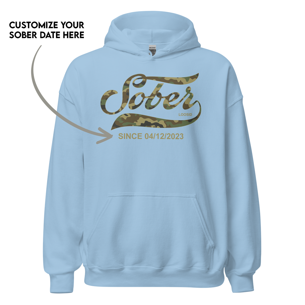 Recovery Hoodie with unique camo design for sober living