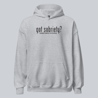 Got Sobriety Recovery Hoodie flat lay styled image (view 43)