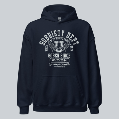 Sobriety Dept Recovery Hoodie close-up view (view 12)