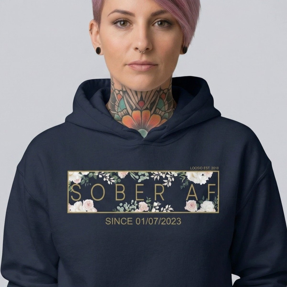 Loosid Sober AF Flower Recovery Hoodie featuring the design