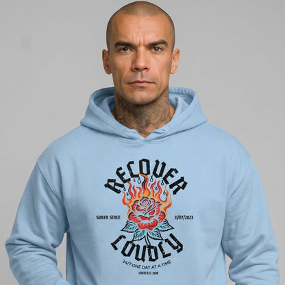 Recover Loudly Custom Sobriety Date Recovery Hoodie product photo (view 30)