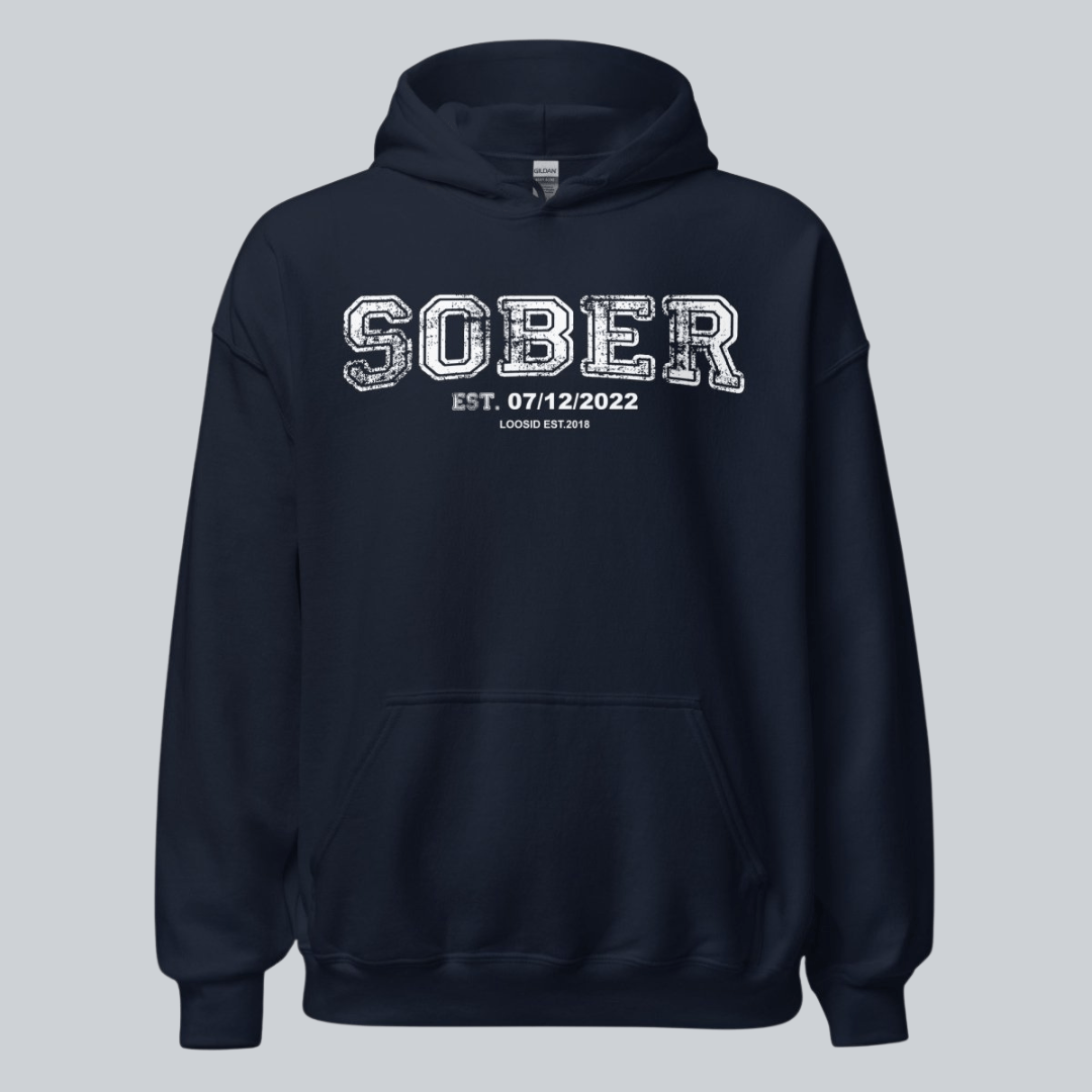 Sober Collegiate Hoodie W Personalize Sobriety Date Recovery Hoodie side view (view 6)