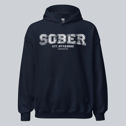 Sober Collegiate Hoodie W Personalize Sobriety Date Recovery Hoodie side view (view 6)