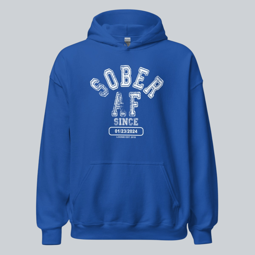Sober AF Since Recovery Hoodie close-up view (view 12)