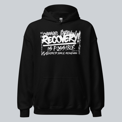 Recovery Is Possible Hoodie with Date Recovery Hoodie back view (view 7)