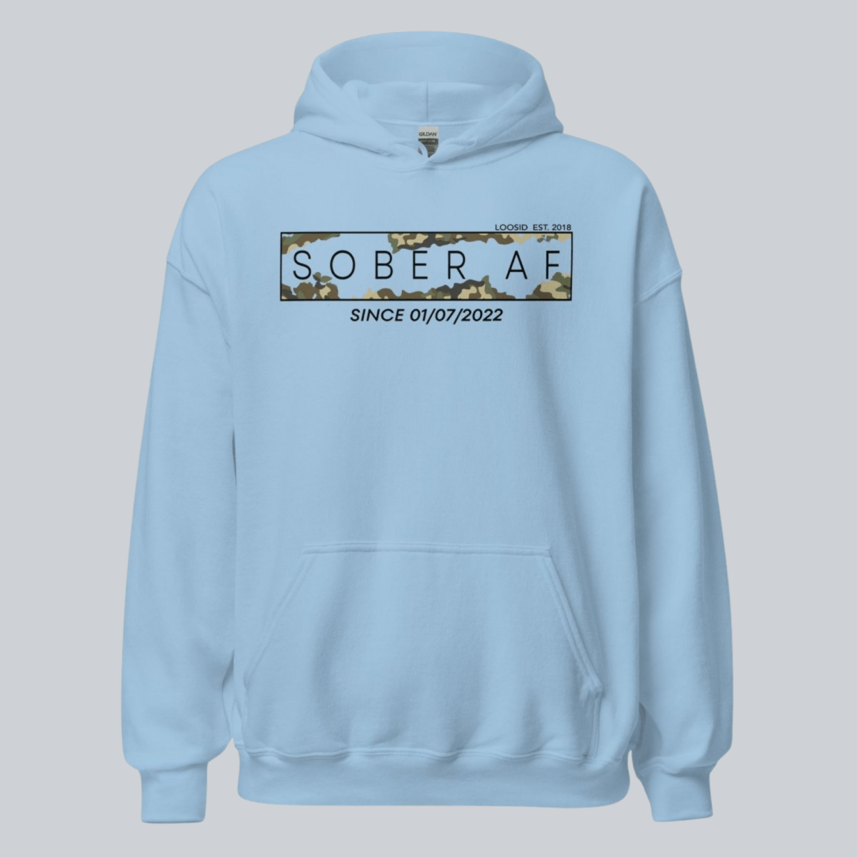 Sober AF Camo Recovery Hoodie graphic detail (view 14)