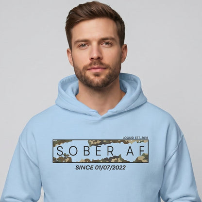 Sober AF Camo Recovery Hoodie side view (view 16)