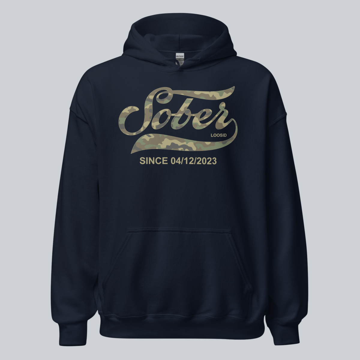 Sober Since Camo Recovery Hoodie side view (view 36)