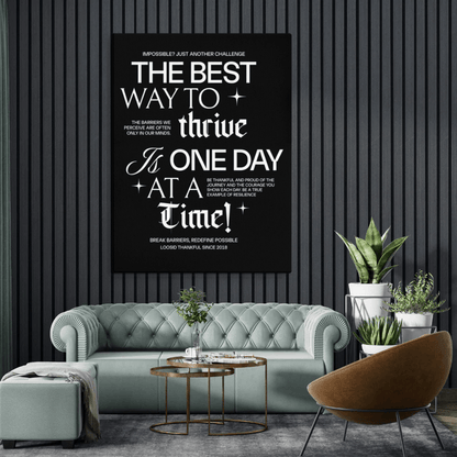 Loosid Be Thankful & Thrive Canvas with Recovery Quote Sobriety Art featuring the design