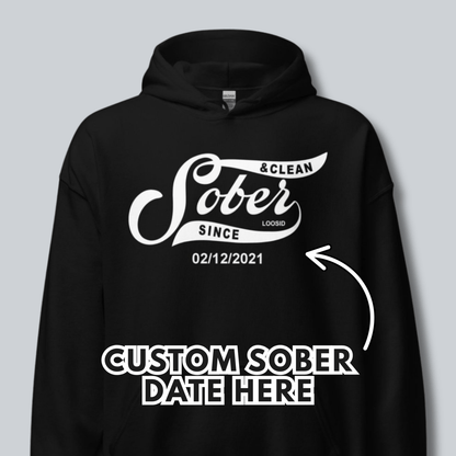Men Sober Since Recovery Hoodie flat lay styled image (view 3)