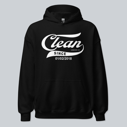 Clean Since Recovery Hoodie flat lay styled image (view 3)