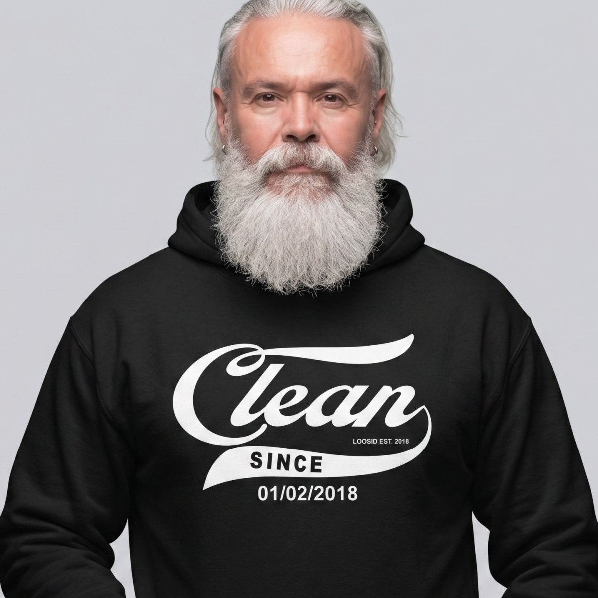 Clean Since Recovery Hoodie close-up view (view 2)