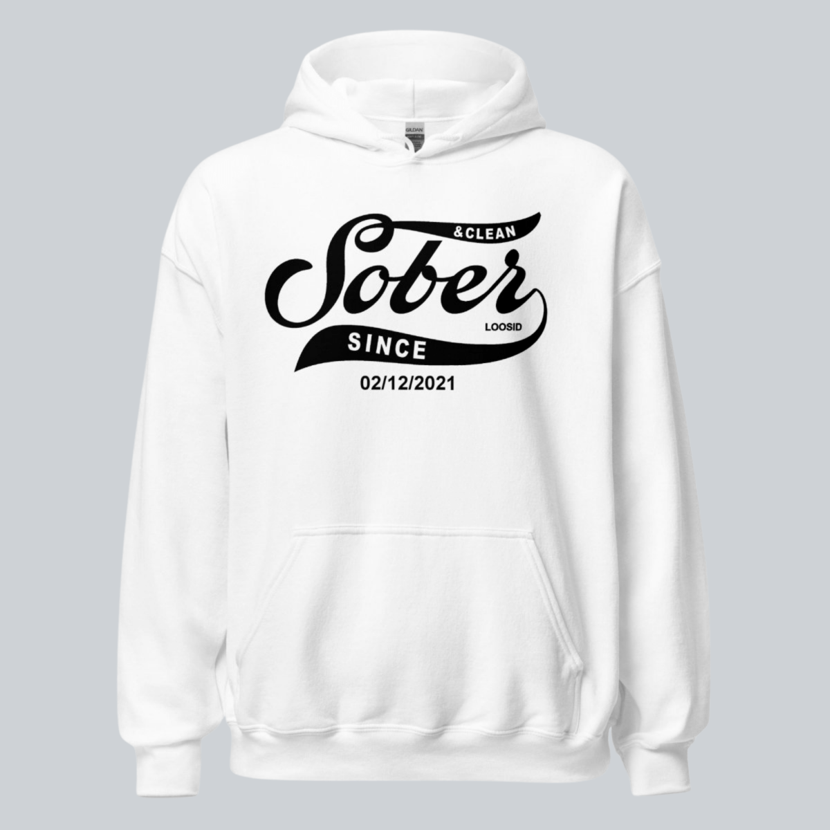 Men Sober Since Recovery Hoodie back view (view 7)