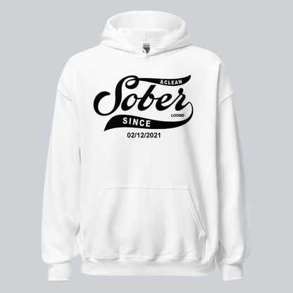 Men Sober Since Recovery Hoodie back view (view 7)
