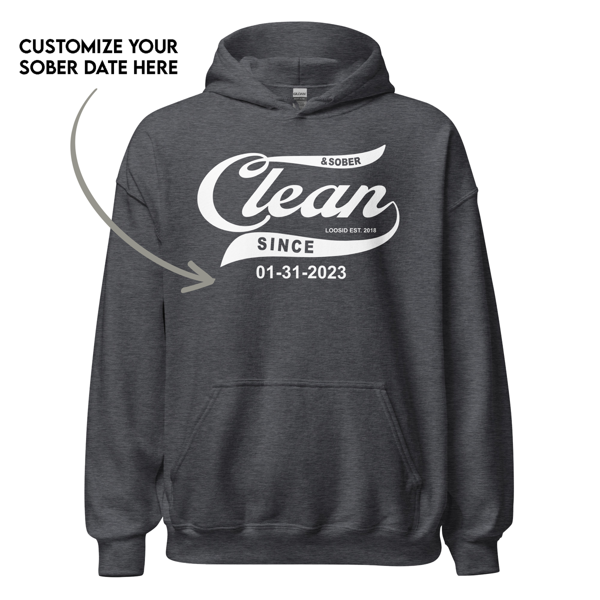 Personalized recovery hoodie for sobriety milestones