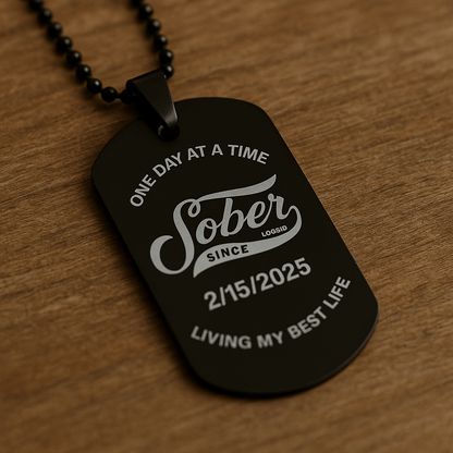 Loosid Engraved with Personalized 'Sober Since' Date Sober Jewelry featuring the design