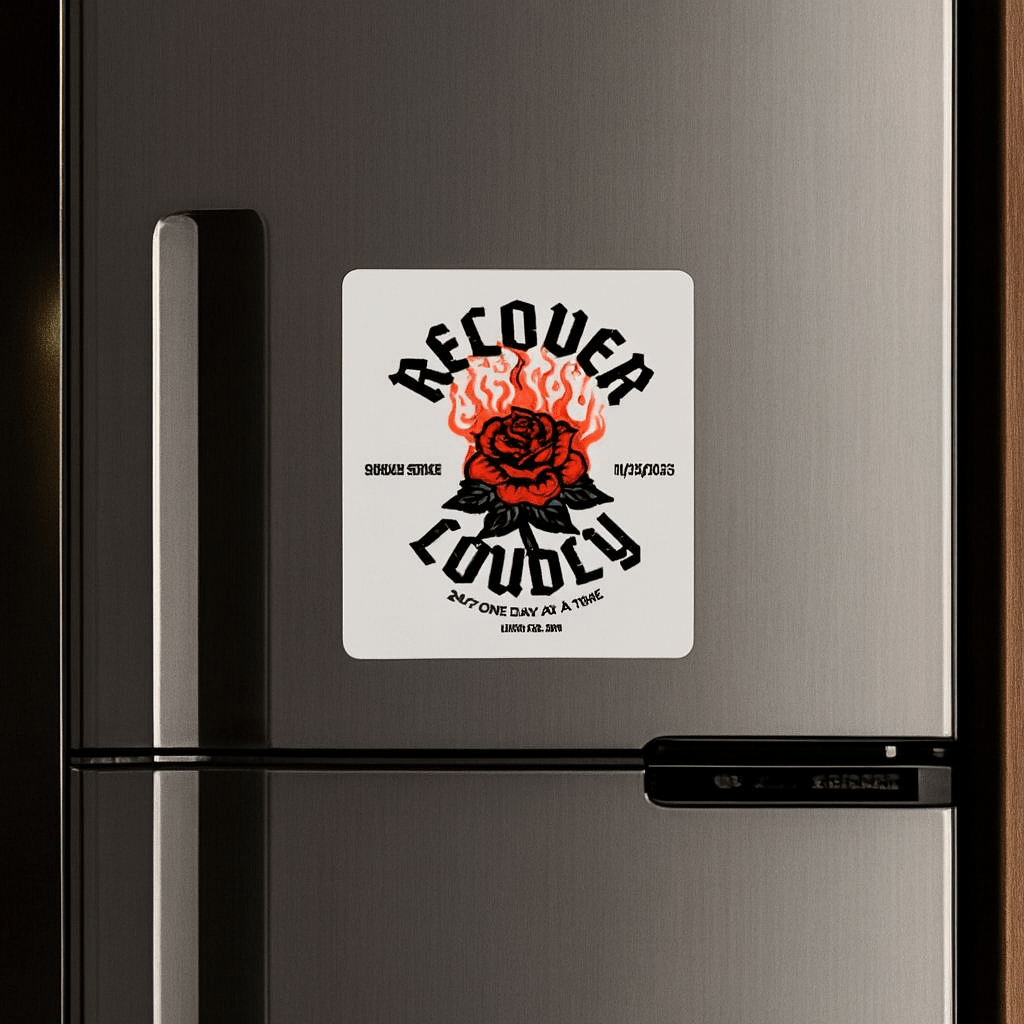 Recovery Date Keepsake Sober Magnet back view (view 7)