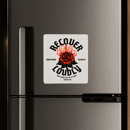 Recovery Date Keepsake Sober Magnet back view (view 7)