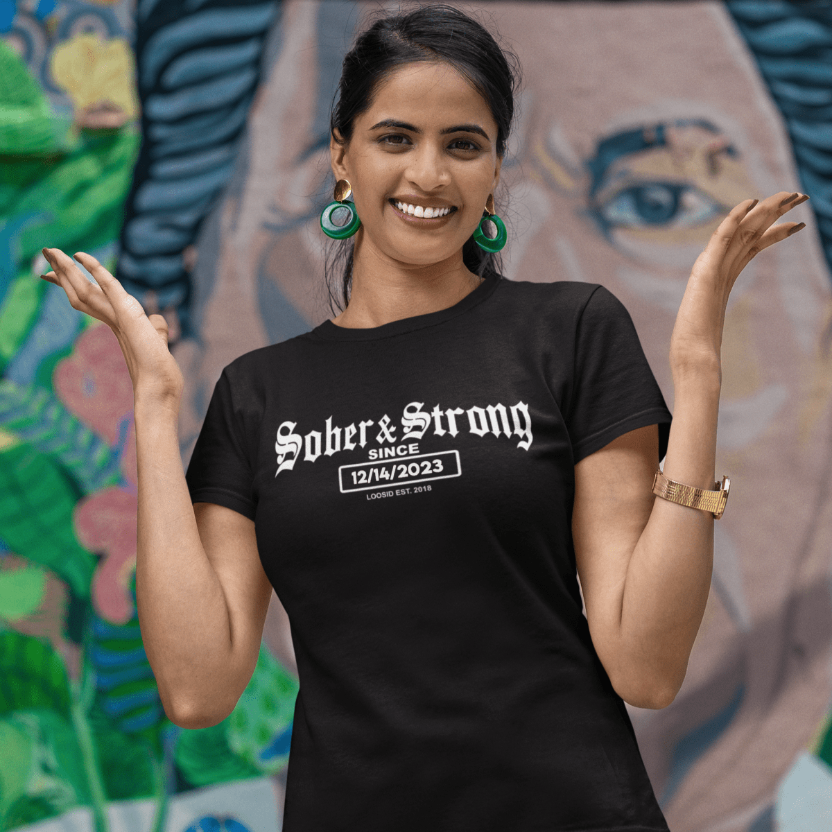 Loosid Old School Sober & Strong Sober T Shirt featuring the design