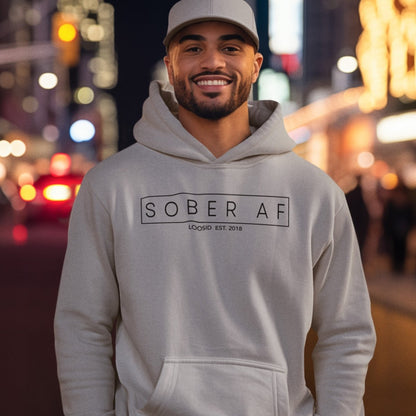 Sober AF Recovery Hoodie lifestyle view (view 5)