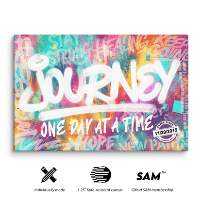 Journey One Day At A Time Canvas with Date Sobriety Art graphic detail (view 4)