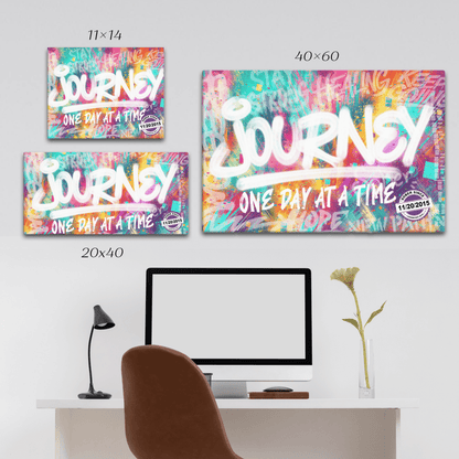 Journey One Day At A Time Canvas with Date Sobriety Art lifestyle view (view 5)