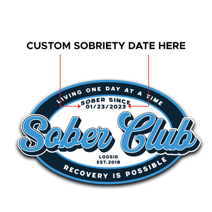 Sober Club Badge Left Chest Print Unisex Zip Recovery Hoodie product photo (view 10)