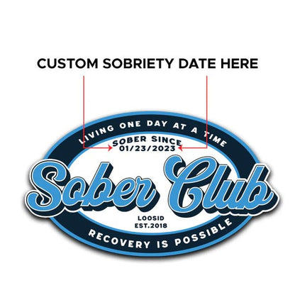 Sober Club Badge Recovery Hoodie flat lay styled image (view 33)