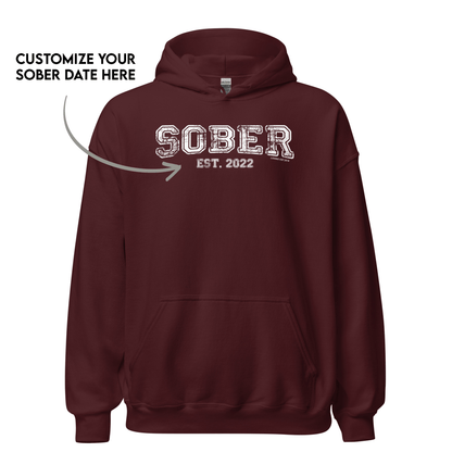 Sober Est. Hoodie w Personalized Sobriety Year Recovery Hoodie product photo (view 10)