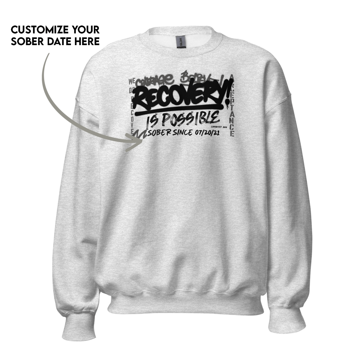 Recovery Is Possible Recovery Hoodie close-up view (view 12)