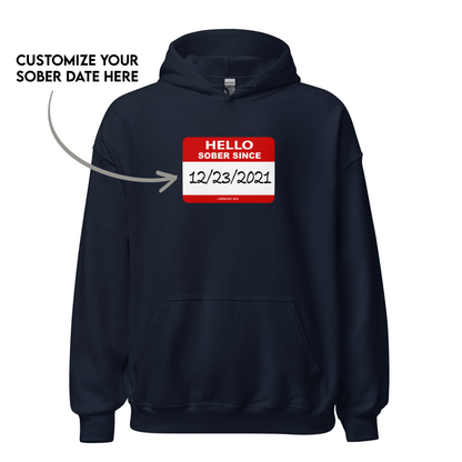 Hello Sober Since Recovery Hoodie back view (view 7)