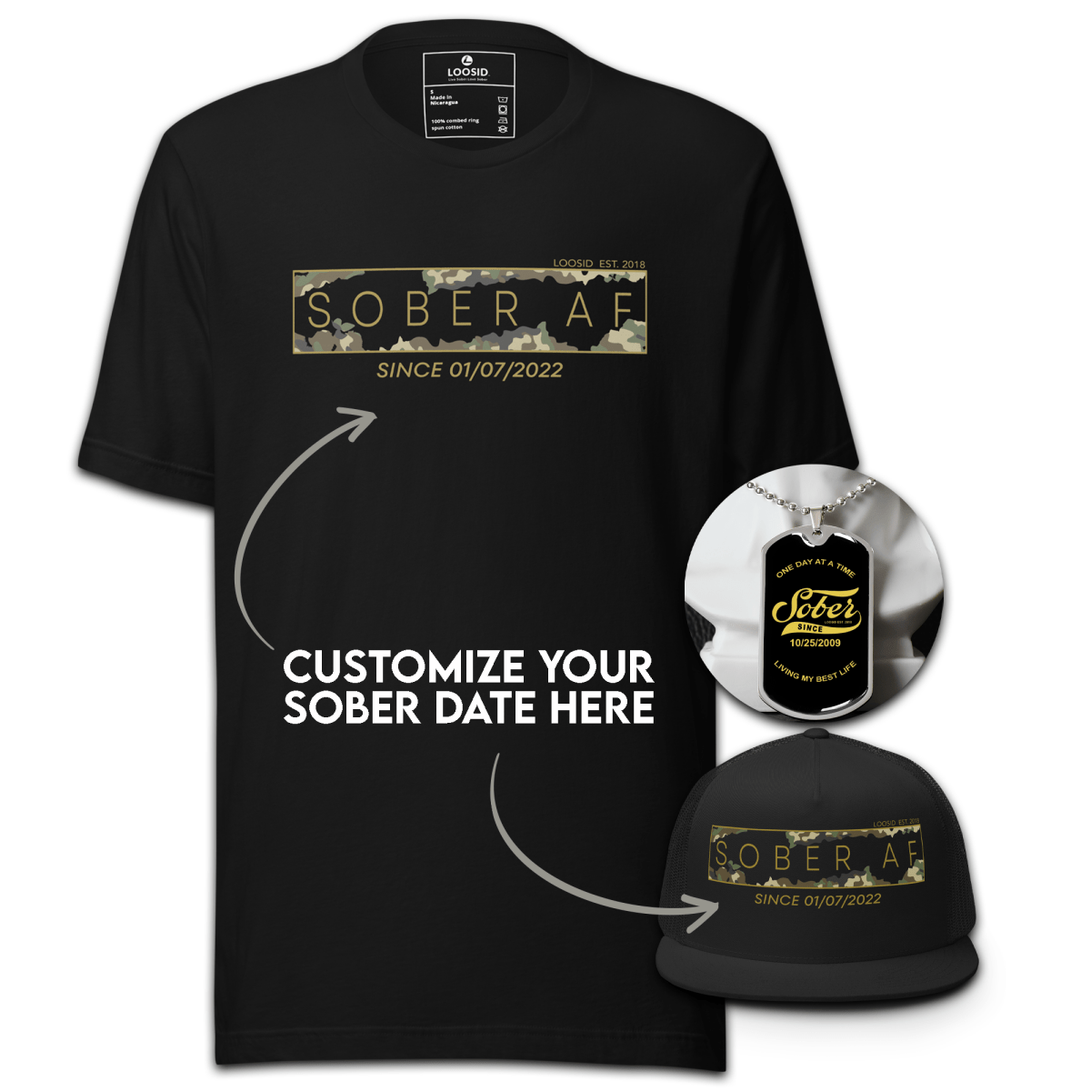 Loosid Sober Camo Sobriety Gift featuring the design