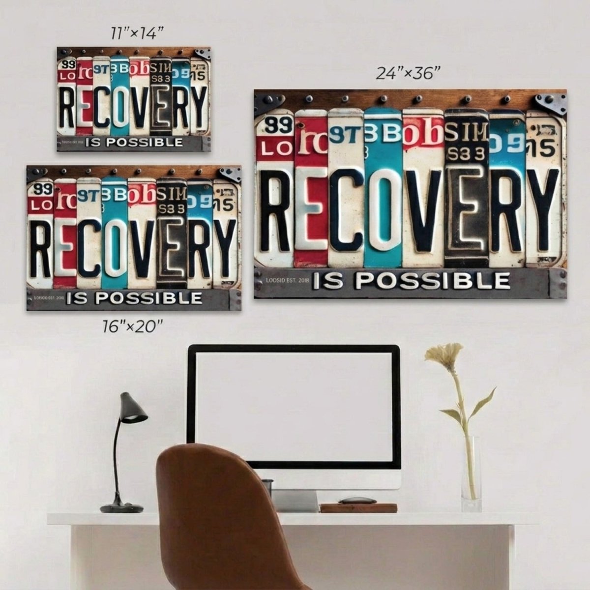 Recovery Is Possible License Plate Sobriety Gift close-up view (view 2)