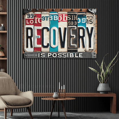 Recovery Is Possible License Plate Sobriety Art close-up view (view 2)