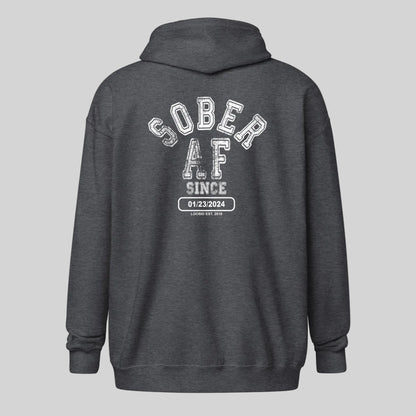 Sober AF Since Zip Recovery Hoodie graphic detail (view 14)