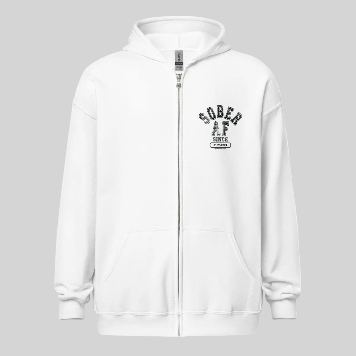 Sober AF Since Unisex Zip Recovery Hoodie featuring the design (view 11)