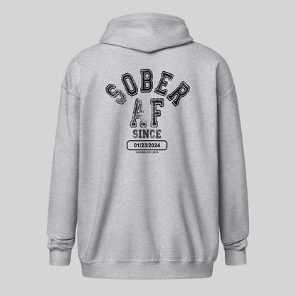 Sober AF Since Zip Recovery Hoodie side view (view 26)