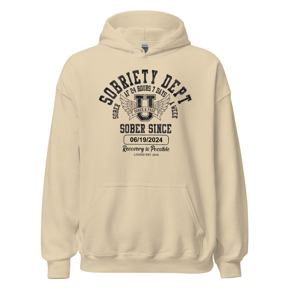 Sobriety Dept Recovery Hoodie lifestyle view (view 25)