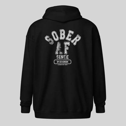 Sober AF Since Zip Recovery Hoodie side view (view 6)