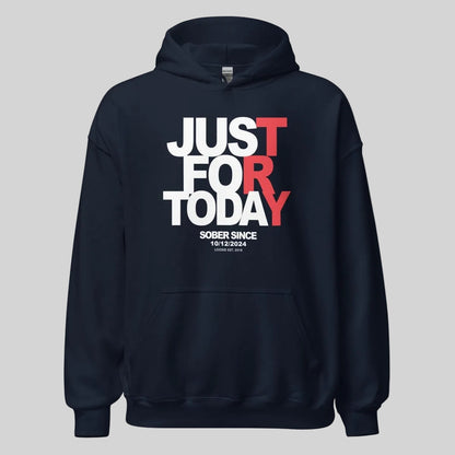 Just For Today Custom Sobriety Date Recovery Hoodie close-up view (view 12)