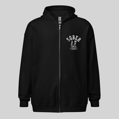 Sober AF Since Zip Recovery Hoodie graphic detail (view 4)