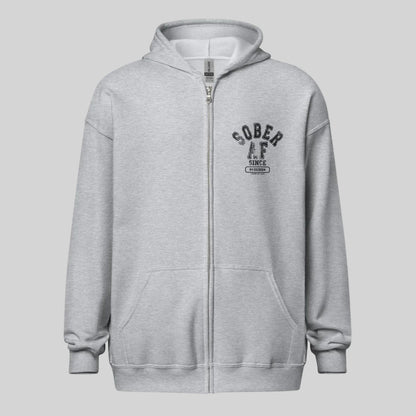 Sober AF Since Zip Recovery Hoodie graphic detail (view 24)
