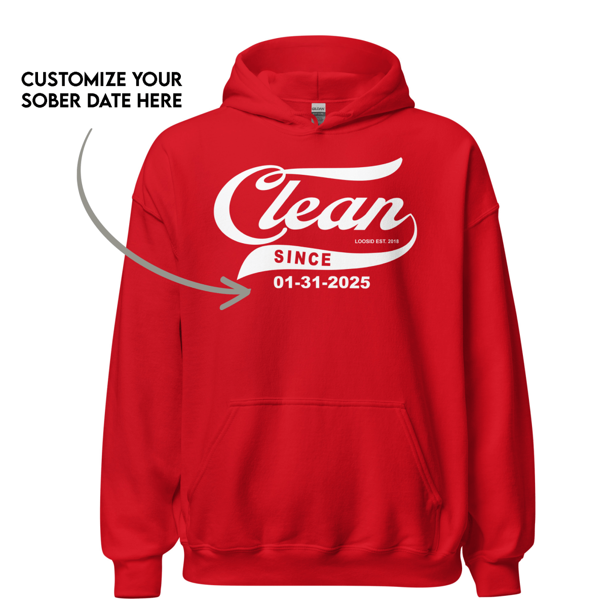 Clean Since Sober Recovery Hoodie flat lay styled image (view 3)