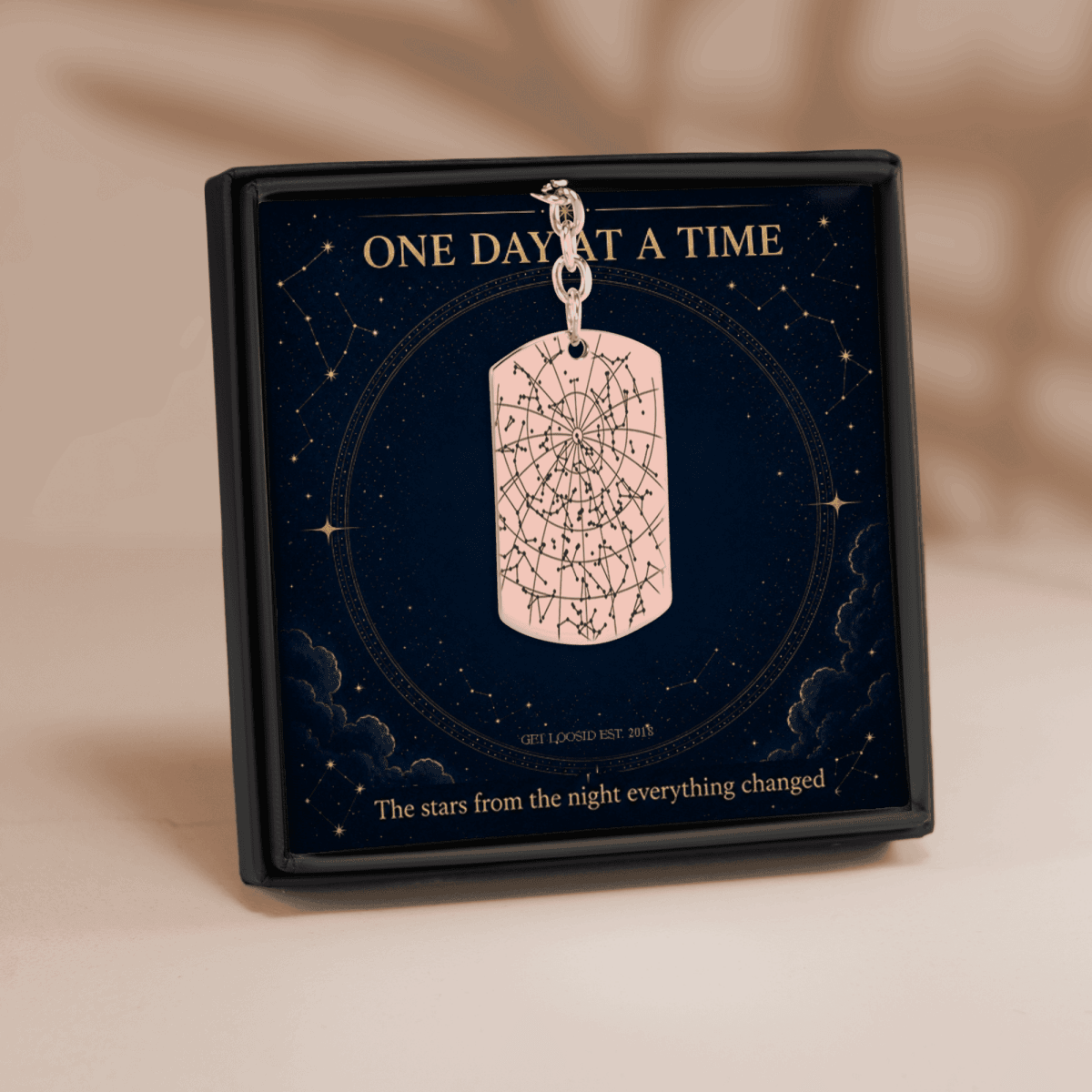 Sober Dog Tag Keychain —w/ Sober Date Custom Star Map