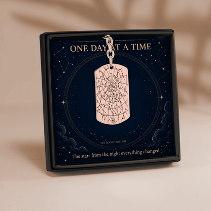 Sober Dog Tag Keychain —w/ Sober Date Custom Star Map