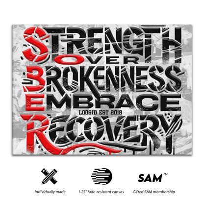 SOBER Strength Graffiti Canvas for Bold Recovery Decor Sobriety Art packaging detail (view 8)