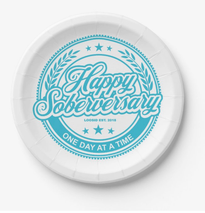 Soberversary Paper Party Plates Sobriety Gift back view (view 7)