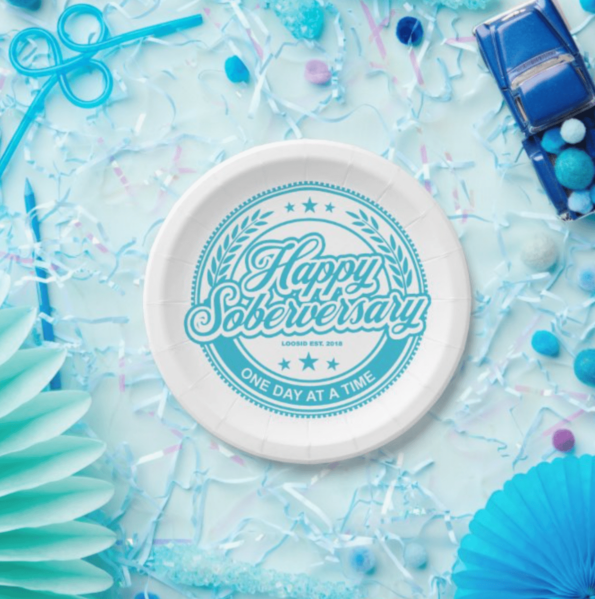 Soberversary Paper Party Plates Sobriety Gift side view (view 6)