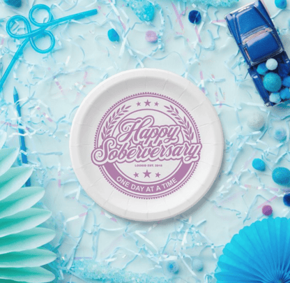 Soberversary Paper Party Plates Sobriety Gift product photo (view 10)