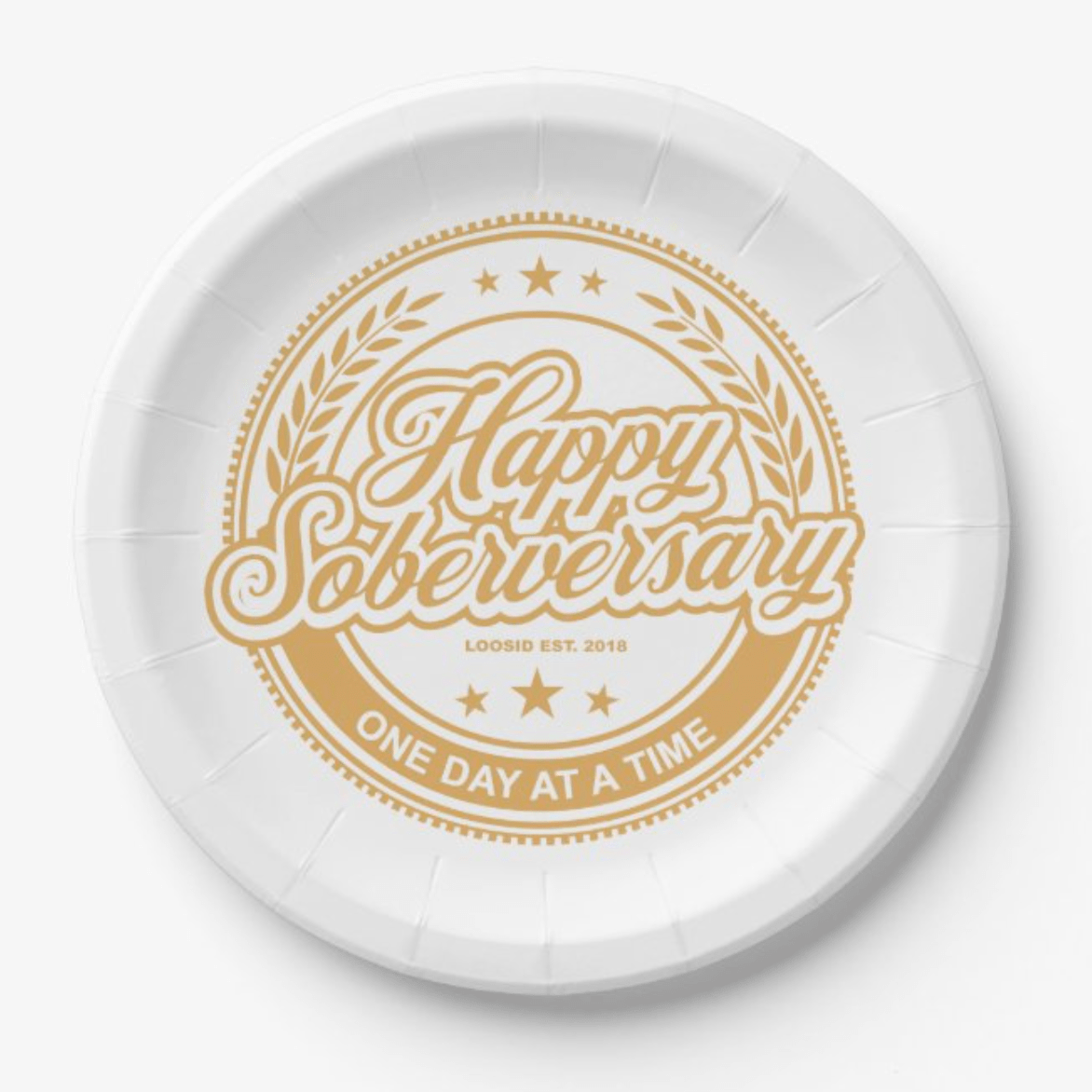 Soberversary Paper Party Plates Sobriety Gift flat lay styled image (view 3)